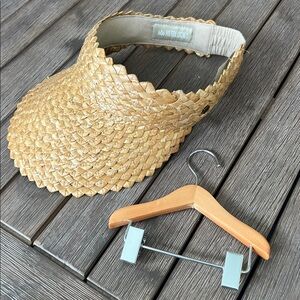 Woven Straw Visor Hat with Hanger
